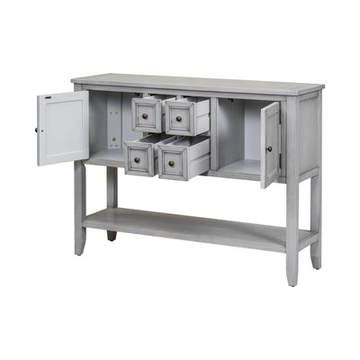 Console Table Buffet Sideboard, Upgraded Buffet Cabinet Sideboard with 4 Storage Drawers 2 Cabinets and Bottom Shelf, Wood Console Table Storage Cabinet for Dining Room Home, Antique Gray