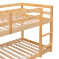 SEGMART Twin Over Twin Floor Bunk Beds with Safety Ladder and Guardrail, 400lbs Heavy Duty Solid Wood Low Bunk Bed Mattress Foundation for Boys Girls, Space-Saving Bedroom Dorm Furniture, Nature