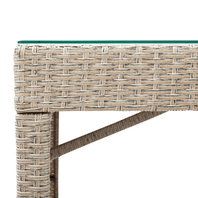 5-Piece Outdoor Patio Bar Set, Rattan Wicker Counter Height Dining Table Set, SEGMART Patio Dining Furniture set with Glass Table Top and 4 Stools for Backyard, Garden, Poolside, Brown