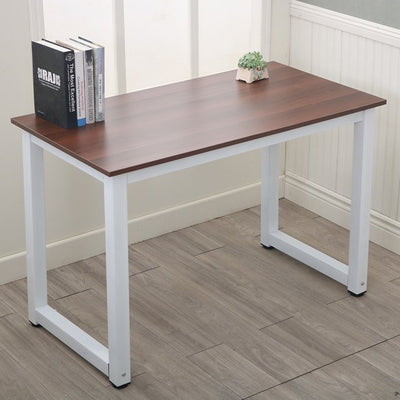 Modern Simple Computer Table for Office furniture, 43" Large Students Study Writing Desk with MDF Tabletop Board and Brown Iron Frame, Easy to Assemble, Computer Table for Waiting Room, 500lbs, S5769