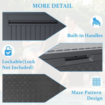 Segmart 90 Gallon Deck Box, All-Weather Outdoor Storage Box for Patio Furniture Cushions, Garden Tools & Pool Toys, Lockable Resin Storage Box, Waterproof & Tool-Free Assembly - Gray