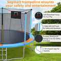 14ft Trampoline with Enclosure on Clearance, New Upgraded Kids Outdoor Trampoline with Basketball Hoop and Ladder, Heavy-Duty Round Outdoor Backyard Bounce Jumper Trampoline for Boys Girls, Green