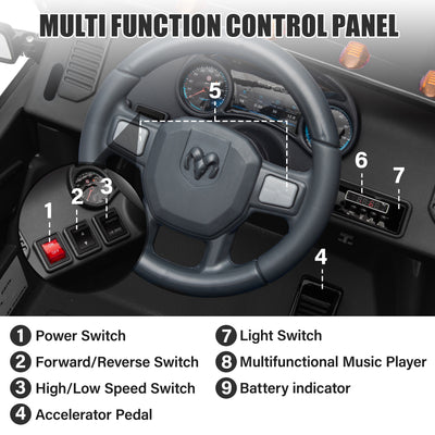 Licensed Toyota Tacoma Electric Ride on Vehicle for Kids, 12V Powered Ride on Car Toys with Remote Control, LED Lights, MP3 Player, Black