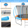 12ft Trampoline with Safety Enclosure, SEGMART Upgrade Outdoor Trampoline with Basketball Hoop, Heavy Duty Back Yard Trampoline with Ladder for Kids and Adults, Black