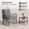 3 PCS Rocking Bistro Set, Outdoor Patio Porch Furniture Sectional Chairs with Tea Table, PE Rattan Patio Furniture Conversation Set for Lawn Pool Courtyard Garden Balcony