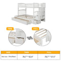 Bunk Beds Twin-Over-Twin, Kids Twin Over Twin Loft Bed with Stairs and Guard Rail, Wood Convertible Bunk Bed Frame with Trundle and Drawers, Easy Assembly, No Spring Box Needed, White, SS814