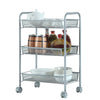 3-Tier Utility Cart, Metal Mesh Rolling Storage Cart Kitchen Storage Cart on Wheels Steel Utility Serving Rack Storage Tower Rack with Wheels for Kitchen Office Bedroom Bathroom Washroom