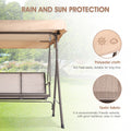 Outdoor Daybed with Canopy, 3 Seat Patio Outdoor Hanging for 3 Person, Large Hanging Lounge Chair with Adjustable Removable Canopy Cover, Sturdy Steel Frame Flatbed Swing with Back Cushion, S8654