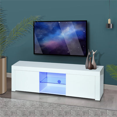 Segmart Television Stands for 55 inch TV, High Gloss TV Stand with 20 Colors LED, Media Storage Console Cabinet with Storage Drawer nd Open Shelves for Small Space, Bedroom, S9817