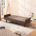 Square Arm Sleeper, Plush Futon Couches Furniture for Living Room, Upholstery Loveseats Recliner Sofa with, Convertible Sofa with 5 Legs, Adjustable Back Twin Size Sofa, Brown, SS388