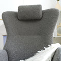 Nursery Rocking Chair, Modern Teddy Fabric Glider Chair for Mom and Baby, Accent Upholstered Rocker Glider Chair with High Backrest for Nursery Bedroom Living Room, Gray