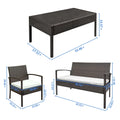 4 Piece Wicker Patio Conversation Furniture Set, Outdoor Rattan Chair and Table Set, Sectional Chair Set with Tea Table & Cushions, Bistro Set for Patio Backyard Porch Garden Poolside Balcony