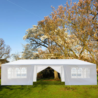 Gazebo Tent for Outside, 10' x 30' Patio Canopy Tent with 8 Side Walls, Heavy Duty Outdoor Party Wedding Tent, Portable Shade Folding Canopy - UV Coated, Waterproof Gazebo Tent, White, L1332