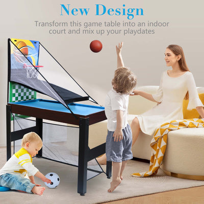 48'' 16 in 1 Multi Game Table, Combo Game Table Set for Game Room, Multifunctional Game Table with Bow, Arrow, Basketball, Football, Hockey, Foosball, Shuffleboard, Ping Pong, Chess, Checkers, Bowling