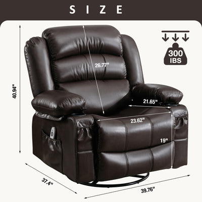 Massage Rocker Recliner Chair with Vibration Massage and Heat, SEGMART Electric Power Recliner Lounge Chair Sofa for Living Room with Side Pocket and Cup Holders, Brown