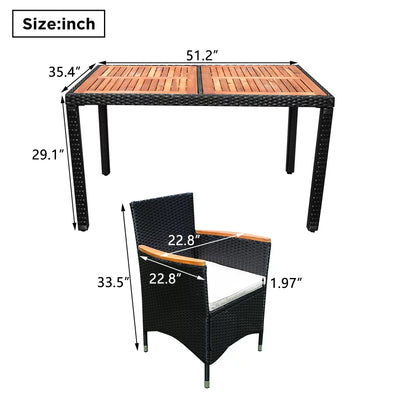 SEGMART Wicker Patio Dining Set, 7PCS Outdoor Rattan Table & Chairs Set with Tempered Glass Top & Cushions, Deck Furniture Dining Table Set, Garden Porch Backyard Sectional Conversation Set, B906