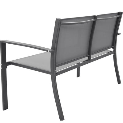 4 Piece Outdoor Patio Furniture Set, SEGMART All-Weather Modern Sofa Set with Loveseat, Glass Top Table Patio Conversation Set for Yard, Pool or Backyard, Gray