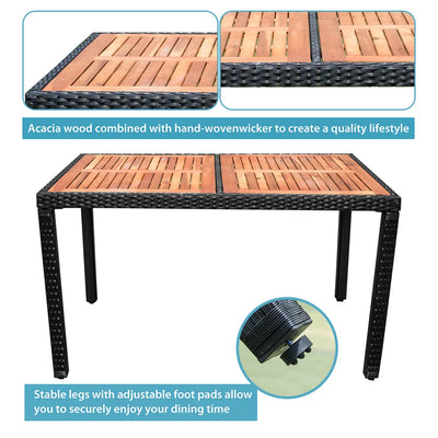 SEGMART Wicker Patio Dining Set, 7PCS Outdoor Rattan Table & Chairs Set with Tempered Glass Top & Cushions, Deck Furniture Dining Table Set, Garden Porch Backyard Sectional Conversation Set, B906