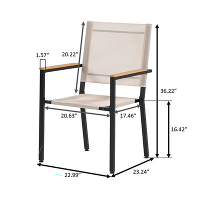 SEGMART 7 Piece Outdoor Patio Dining Set for 6-Person, All-Weather Modern Steel Patio Furniture Sets, Textilene Outdoor Dining Chairs and Metal Wood Square Table with with 1.57" Umbrella Hole