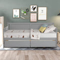 SEGMART Captain’s Bed, Modern Daybed Bed with 2 Storage Drawers, Twin Solid Wood Trundle Bed with Headboard and Footboard, Twin Daybed Bed for Kid's Room, Teens, Grey, 200lbs, Grey, S333