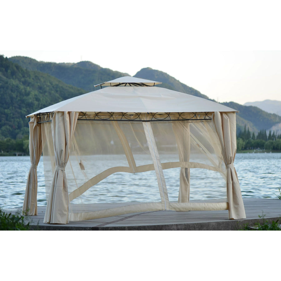 Commercial Canopy Tent, SEGMART Gazebo Canopy with 4 Zippered Mesh Sidewalls for 4-5 Person, Water and UV-Resistant Garden Party Canopy Tent with Double Layer Top, Activities Center Tent, S9666