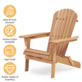 Adirondack Chair Set of 2, Outdoor Folding Wood Patio Lounge Chair for Deck/Garden/Backyard/Pool/Beach, 220lbs Weight Capacity, Light Brown