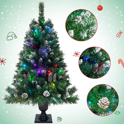 SEGMART Pre-lit Christmas Tree Set, 4 Pieces Artificial Christmas Home Decor with Lights and Pine Cone, 2 Christmas Tree, Christmas Garland and Pine Wreath, Green, S9963
