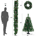 SEGMART Pre-lit Christmas Trees Set, 4PCS Artificial Christmas Decor Set with 2 Christmas Tree, Christmas Garland and Pine Wreath, Decorations for Home, Party, Indoor, Outdoor, SS041