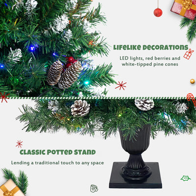 SEGMART Pre-lit Christmas Tree Set, 4 Pieces Artificial Christmas Home Decor with Lights and Pine Cone, 2 Christmas Tree, Christmas Garland and Pine Wreath, Green, S9963