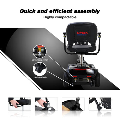 Segmart Mobility Scooter for Seniors, 20''W Armrest, Rear Suspension, Front Rear Light, 300lbs, Black