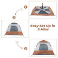 4 person Tent Instant Pop up Tents for Camping, Dome Tent Camping Tent with Screened-In Porch, Cabin Tent for Camping with Camping Accessories Sets Up in 60 Seconds, Brown, S10433
