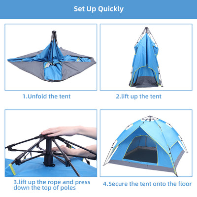 Segmart Pop-Up Beach Tent for 2-3 Person, Lightweight Outdoor Portable Waterproof Beach Tent with Carry Bag, Sun Shelter Canopy with UPF 50+ UV Protection, Easy Setup, Blue