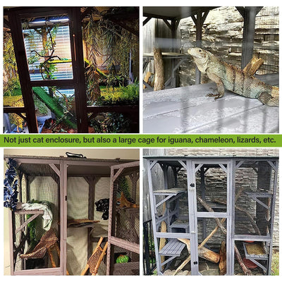 Segmart Cat House Outdoor Catio Wooden Walk-in Cat Enclosure Large for Multiple Cats, Upgrade Luxurious Wooden Cat Condo Cage Indoor Playpen with Sunshine Board, Dark Grey