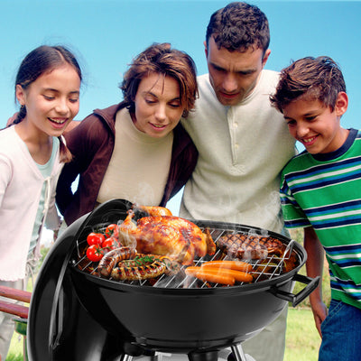 Segmart Kettle Charcoal Grill, 18 Inch Portable Camping BBQ Grill with Wheels for Outdoor Cooking Picnic Barbecue, Black