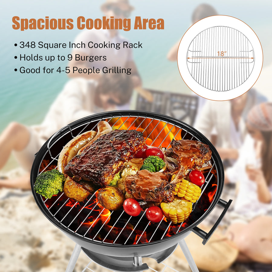 camping barbecue grill Segmart Kettle Charcoal Grill, 18 Inch Portable Camping BBQ Grill with – SEGMART