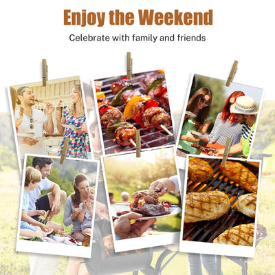 Segmart Charcoal Grill with Offset Smoker & Side Table, Portable Outdoor Camping Barrel BBQ Oven with Wheels, Black