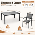 7 Piece Outdoor Dining Set, Patio Dining Table Set for 6 Persons, Garden Patio Textilene Dining Furniture Set with Plastic-Wood Tabletop, Dining Table Chairs Conversation Set for Deck Patio