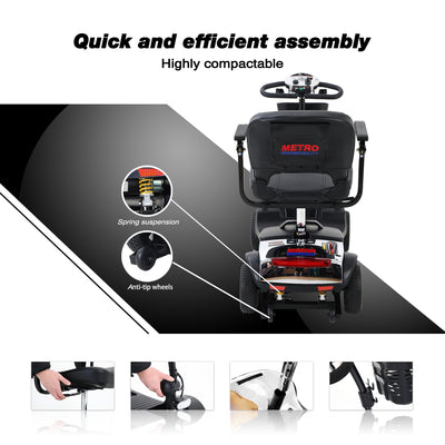 Segmart Mobility Scooter for Seniors, 20''W Armrest, Rear Suspension, Front Rear Light, 300lbs, Chrome