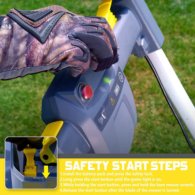 Outdoor 21Inch Lawn Mower, 80V Electric Powered Lawn Mower with 5 Adjustable Heights, 4 Wheels Engine Lawn Mower with Bag, 3-in-1 Walk-Behind Lawn Mowers, Yellow