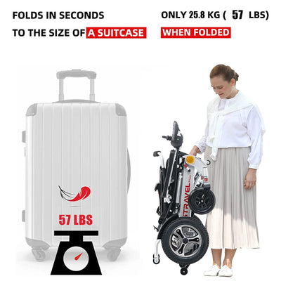 Segmart Foldable Electric Wheelchairs for Adults, 300LBS Durable Lightweight Portable Power Carry Wheelchair Travel up to 15 Miles, Silver