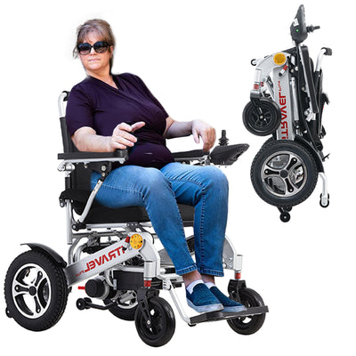 Segmart Folding Electric Wheelchair for Adults, Portable Intelligent Power Wheelchair with Memory Gel Seat Cushion, 20AH Battery Enjoy up to 15 Miles, Silver