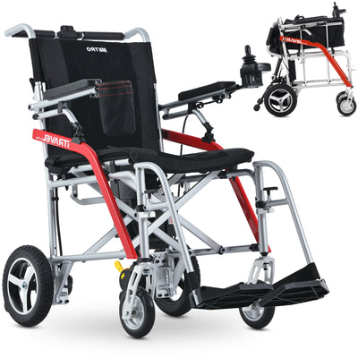 Segmart Lightweight Foldable Electric Wheelchair for Adults, 18" Wide Seat Power All Terrain Travel Airline Friendly, Portable 33lbs Motorized Wheelchair with Anti-Tipper, 220LBS, Silver