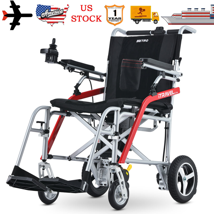 Segmart Lightweight Foldable Electric Wheelchair for Adults, 18" Wide Seat Power All Terrain Travel Airline Friendly, Portable 33lbs Motorized Wheelchair with Anti-Tipper, 220LBS, Silver