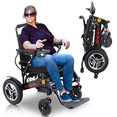 Segmart Foldable Electric Wheelchairs for Adults & Disabled, 300LBS Durable Lightweight Portable Power Carry Wheelchair Travel up to 15 Miles, Black