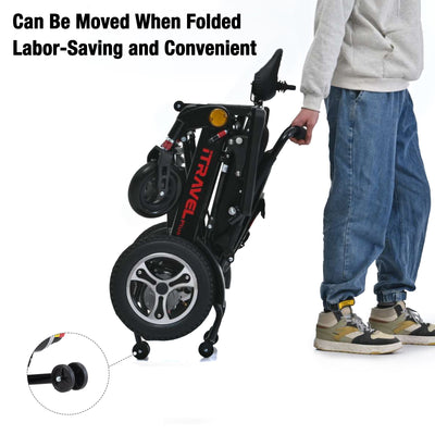 Segmart Foldable Electric Wheelchairs for Adults & Disabled, 300LBS Durable Lightweight Portable Power Carry Wheelchair Travel up to 15 Miles, Black