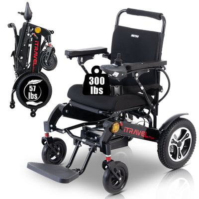 Segmart Foldable Electric Wheelchairs for Adults & Disabled, 300LBS Durable Lightweight Portable Power Carry Wheelchair Travel up to 15 Miles, Black