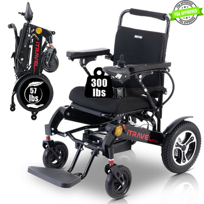 Segmart Foldable Electric Wheelchairs for Adults & Disabled, 300LBS Durable Lightweight Portable Power Carry Wheelchair Travel up to 15 Miles, Black