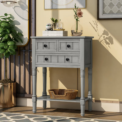 Entryway Table with Drawers and Shelf, SEGMART 23" Small Console Table Gray Sofa Table with Storage, Elegant Console Table Small Entry Table for Small Spaces Living Room Entryway Hallway Foyer, H1059