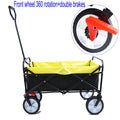 Segmart Wagon Utility Cart, Folding Outdoor Beach Wagon with Adjustable Handle & 2 Mesh Cup Holders, Wagon Perfect for Camping, Concerts, Sporting Events, Beach, 150lbs, Black + Yellow, S10484