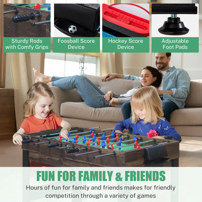 Segmart 16-in-1 Multi Combo Game Tables, Kids Compact Combination Game Tables w/Foosball, Air Hockey, Pool Table, Ping Pong, Basketball, Bow and Arrow Set for Home, Game Room, Family, Brown